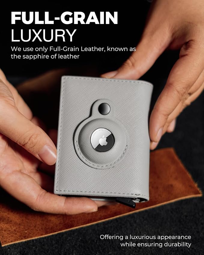 Jenoss Smart AirTag Wallet for Men & Women: Full Grain Leather, Handcrafted - Image 2