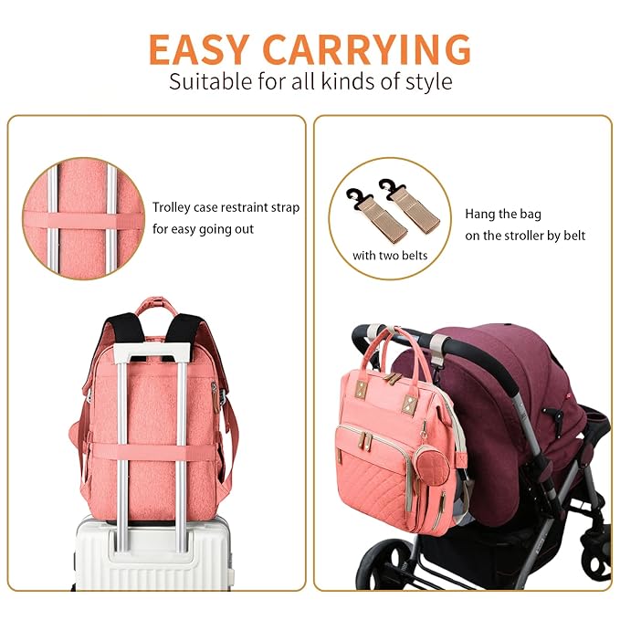 Diaper Bag Backpack with Changing Station Portable 3 in 1 Multifunction - Image 4