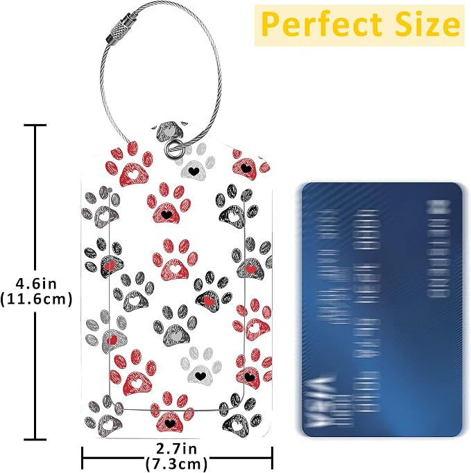 2 Pack Paw Pattern Luggage Tags - Image 2