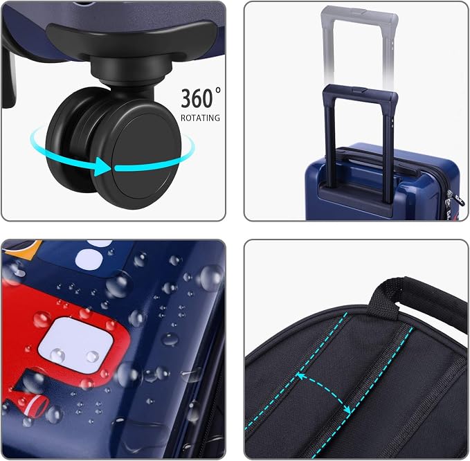iPlay, iLearn Airplane Kids Luggage, Boys Carry On Suitcase, Toddler Rolling - Image 3