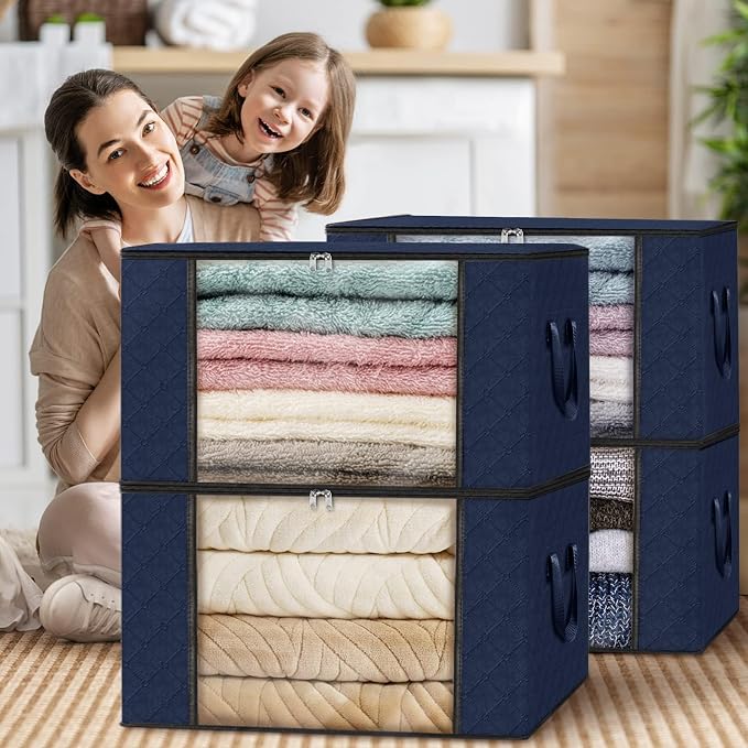 Fab totes 10 Pack Clothes Storage, Foldable Thick Fabric Blanket Storage Bags - Image 7