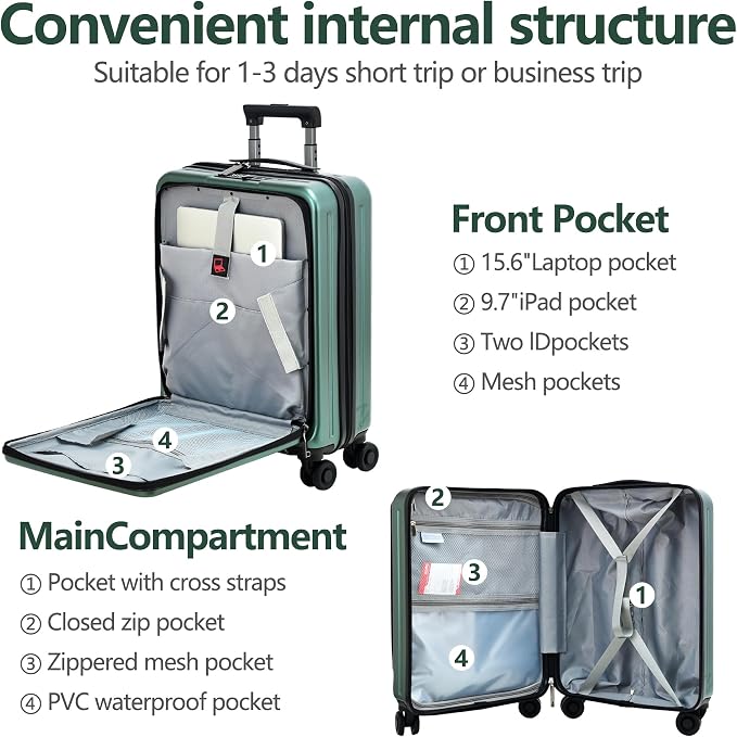 TydeCkare 2pcs 20/28" Luggage Set Lightweight HardShell, Only 20 Inch Carry On - Image 3