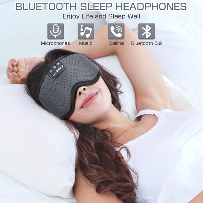 LC-dolida Sleep Headphones, Sleep Mask Bluetooth Wireless Music Eye Mask - Image 4