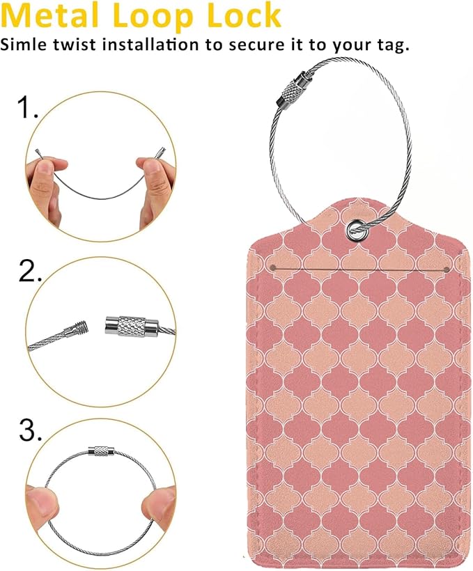 Pink Moroccan Plaid 2 Pack Luggage Tag - Image 3