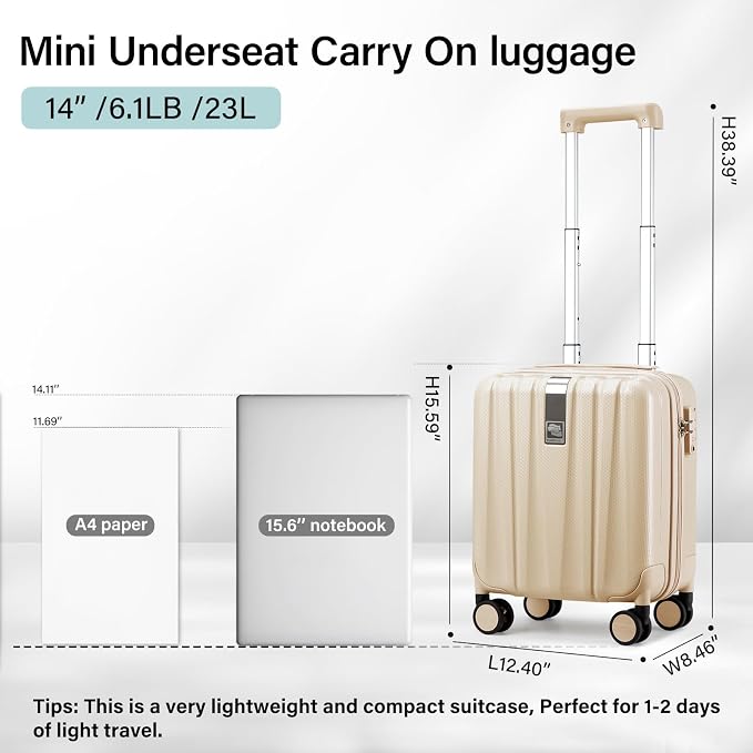 Hanke 14 Inch Underseat Carry On Luggage - Image 3