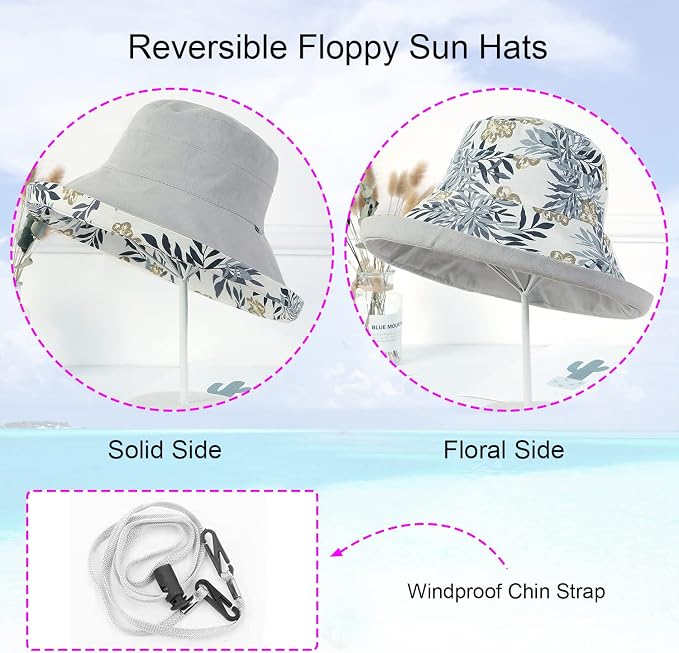 Women Wide Brim Sun Hats Metal Wired Edge Summer UV Protection Beach Fishing Hat - Image 2