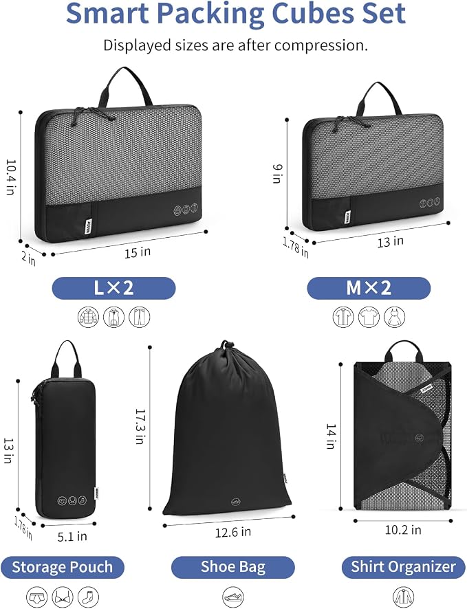 WANDF 7 Set Compression Packing Cubes - Image 3