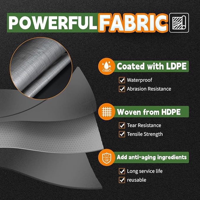 RAINDEWAY Tarps Heavy Duty Waterproof 7x7 Feet, 10Mil Multipurpose Poly Tarp - Image 3