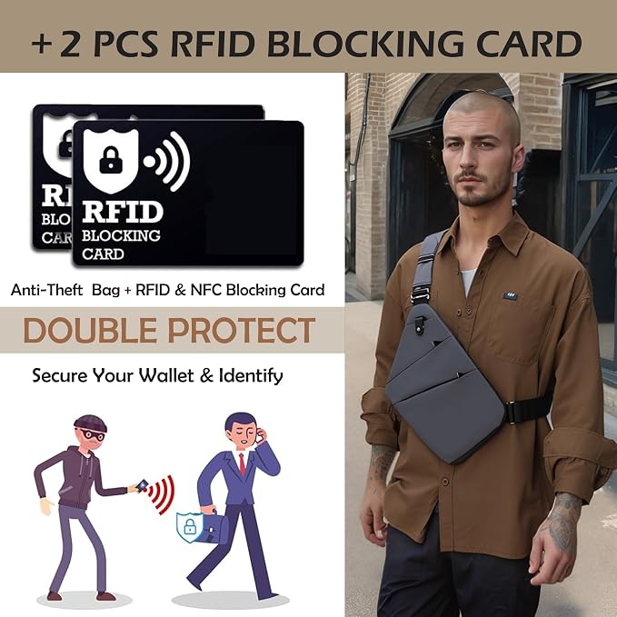 Anti Theft Crossbody Bags for Women Men, Slim Sling Purse - Image 2