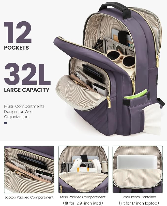 LOVEVOOK Laptop Backpack for Women, Large Capacity Travel Computer Work Bag - Image 2