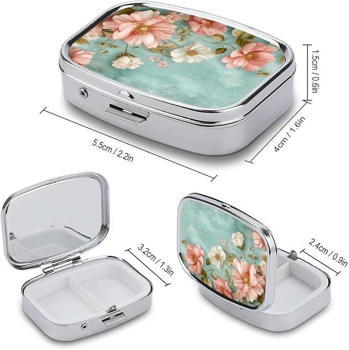 Metal 2 Compartment Pill Organizer Travel Friendly Portable Compact Pill Box - Image 3