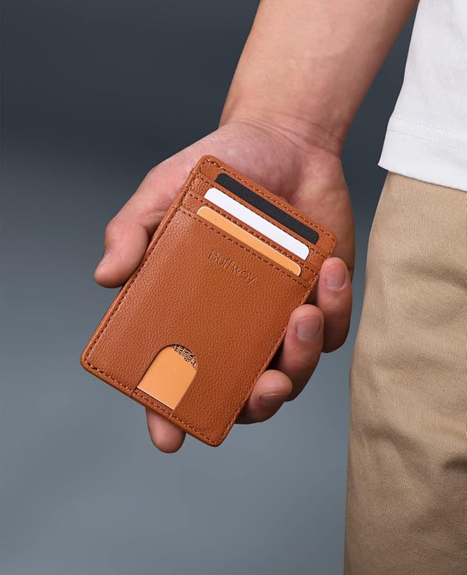 Buffway Mens Slim Wallet, Minimalist Thin Front Pocket Leather Credit Card - Image 7