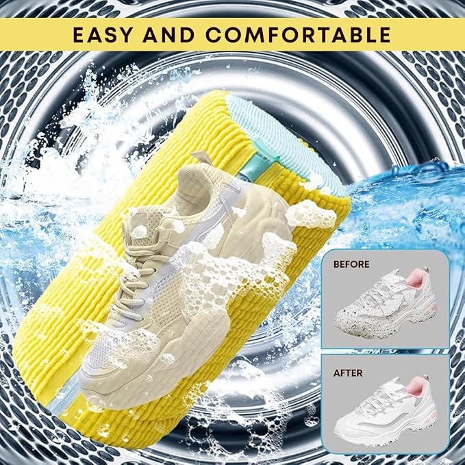 EPSCY Shoe Washing Machine Bag 2 Pack Yellow, 360° Wrap-Around Laundry Bags - Image 8