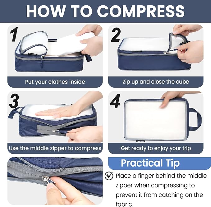 BAGAIL 6 Set Ultralight Compression Packing Cubes Packing Organizer - Image 4