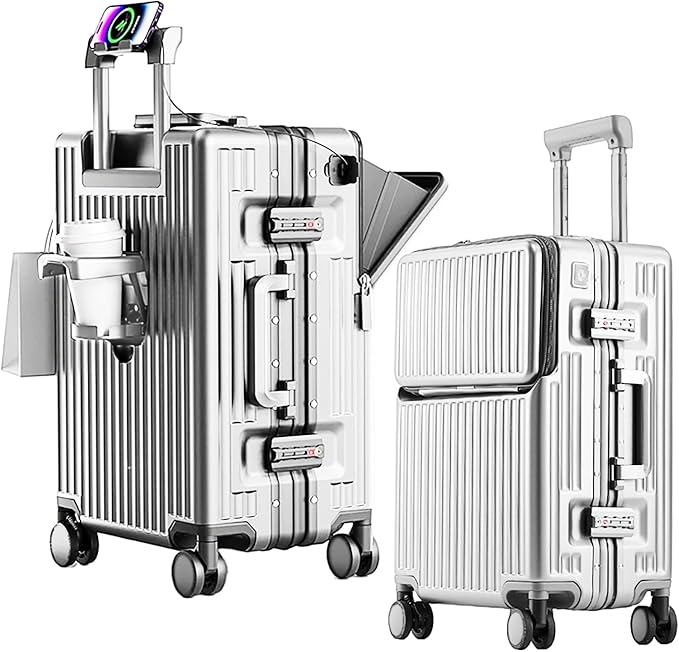 2-Piece Hardshell Zipperless Luggage Set, 20/26" Aluminum Frame Hardshell by cycyCarry