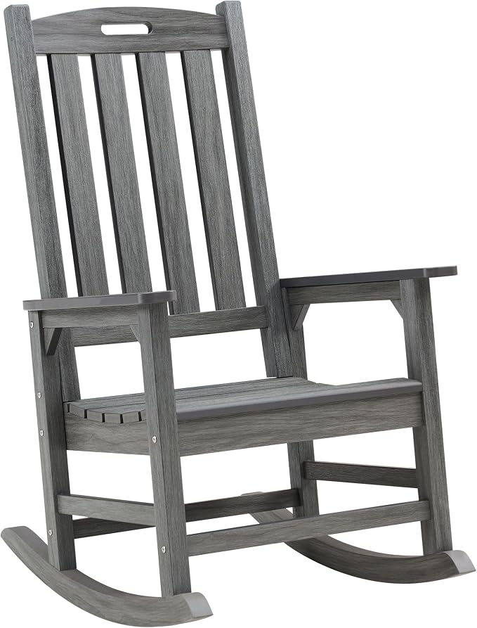Psilvam Outdoor Rocking Chair, Poly Lumber Oversized Rocking Chair by PsilvamGardenFurniture