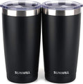 SUNWILL Travel Coffee Mug with Lid, 20 oz Tumbler Set of 2, Insulated Stainless by SUNWILL