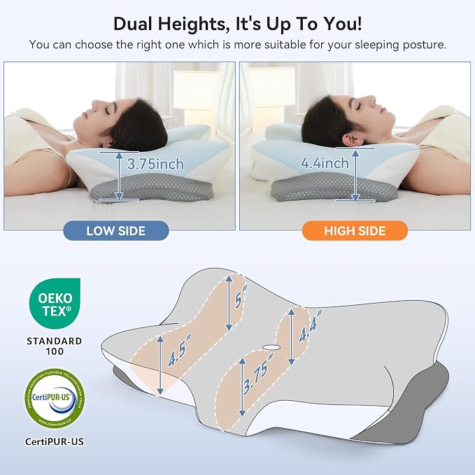 Cervical Neck Pillow for Pain Relief- Memory Foam Orthopedic Pillow, Ergonomic - Image 5