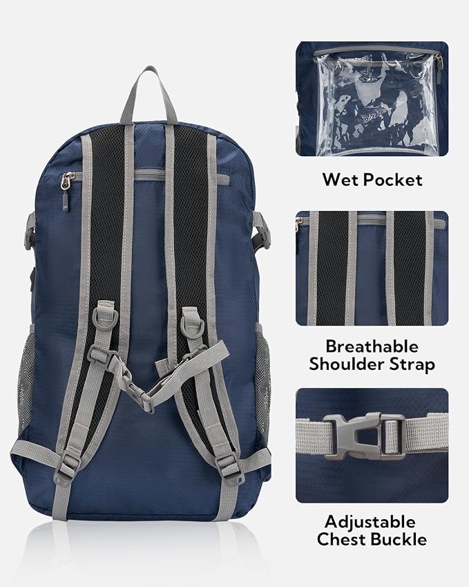 WATERFLY Lightweight Packable Hiking Backpack: 30L Foldable Travel Daypack - Image 5