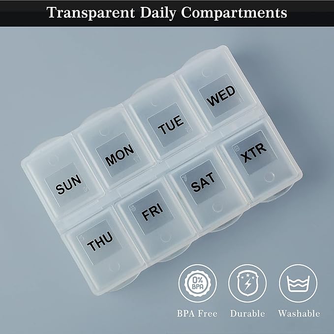 Serfeymi Weekly Pill Organizer 3 Pack Medicine Organizer Travel Pill Box 7 Day - Image 4