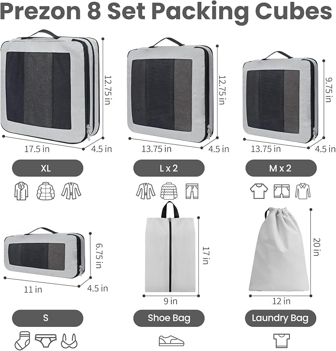 8 Set/6 Set/4 Set Compression Packing Cubes - Image 3
