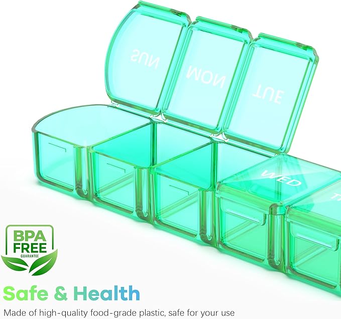 Extra Large Pill Organizer 2 Pack, XL Pill Box 7 Day, Weekly Pill Case - Image 5