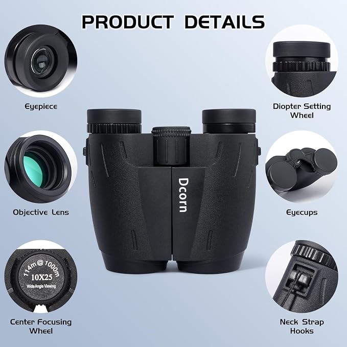 10x25 Binoculars for Adults and Kids, Compact Travel Binoculars for Bird - Image 7