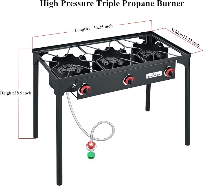 High Pressure Triple Propane Burner Outdoor Propane Camping Stove - Image 2