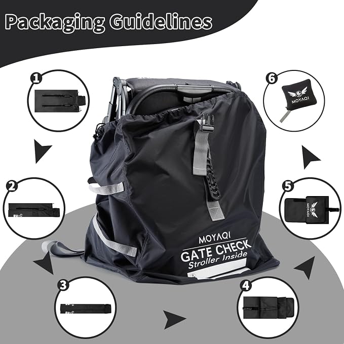 MOYAQI Stroller Travel Bag for Airplane, Gate Check Bag Backpack - Image 7