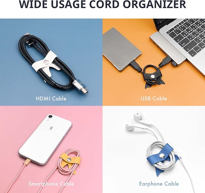 SenseAGE 5 Pack Cord Organizer, Bow Cord Keeper, Cable Organizer USB Holder - Image 2