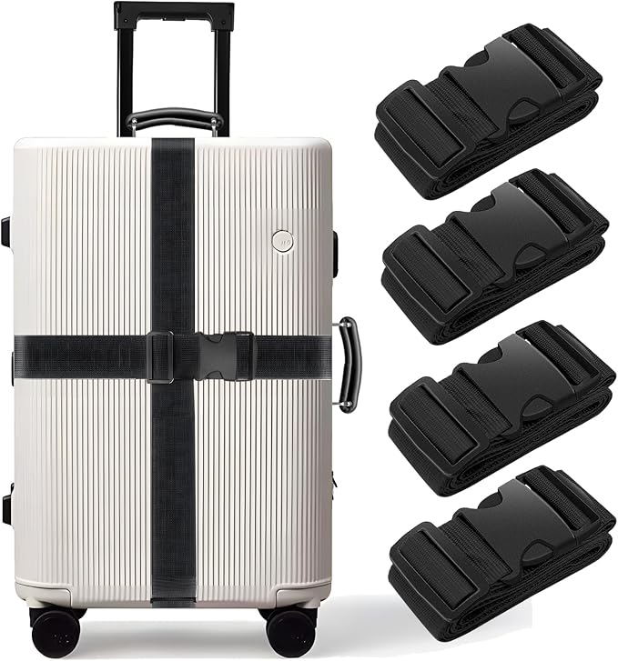 BILIONE 4 Pack Luggage Straps 79" Long Belts Keep Suitcase Secure While by BILIONE