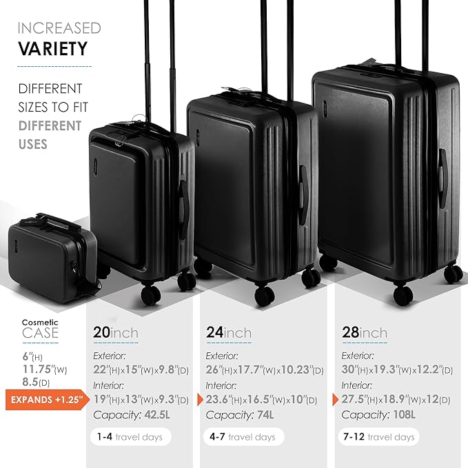 Hard Shell Luggage Sets with Spinner Wheels 4 Piece, Expandable Large Suitcases - Image 3