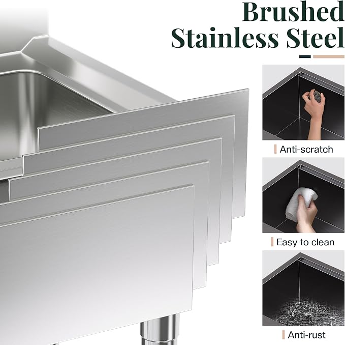32.5-Inch Undermount Kitchen Sink Workstation, 16 Gauge Stainless Steel Single - Image 3