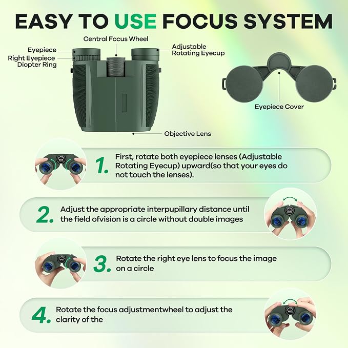 10x25 Compact Binoculars for Adults and Kids, Large View Waterproof Small - Image 9