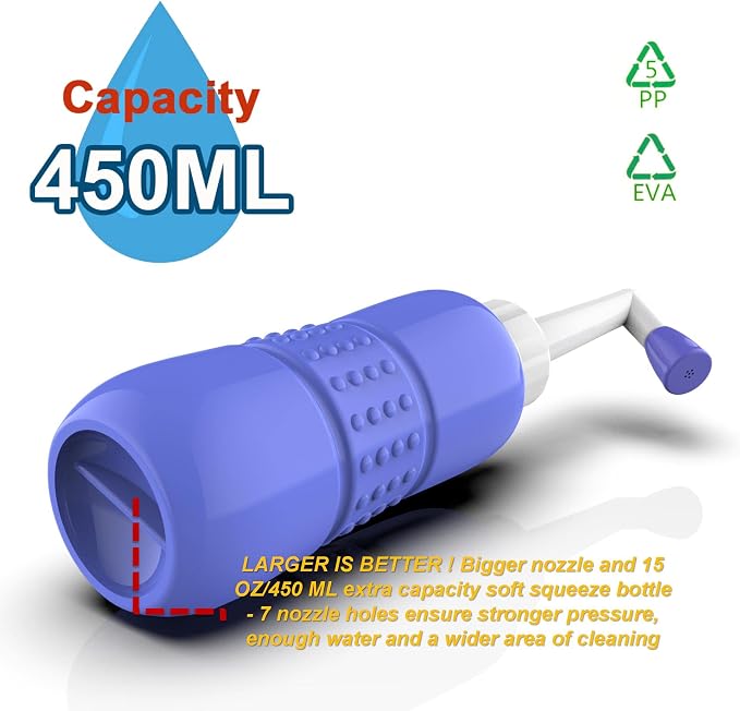 2PCS-Pack Portable Bidet 450ml Travel Bidets + Blue Backpacking Bidet, Peri - Image 6