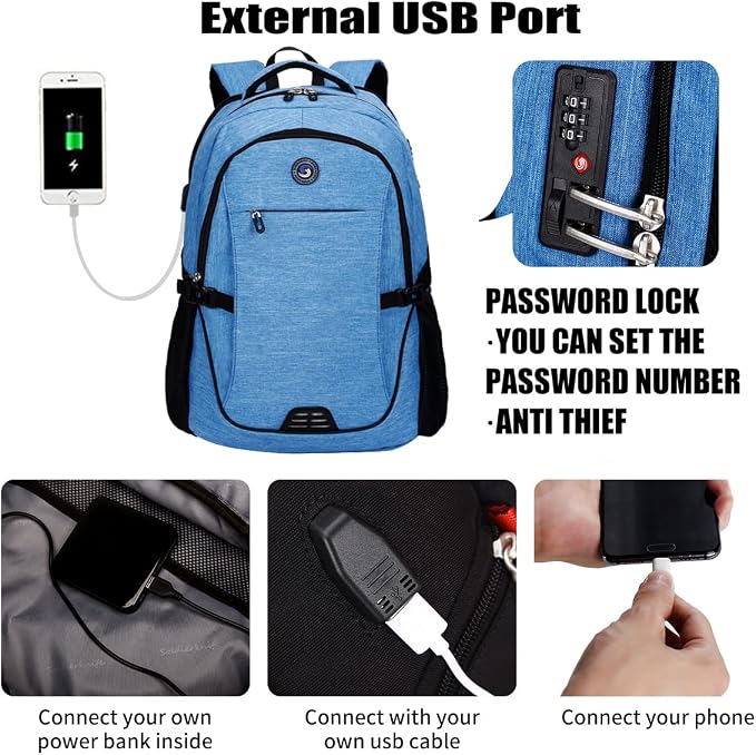 SHRRADOO Anti Theft Laptop Backpack Travel Backpacks - Image 2
