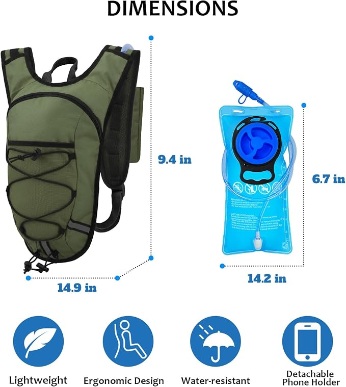 Lightweight Hydration Backpack 2L Water Bladder Pack - Image 2