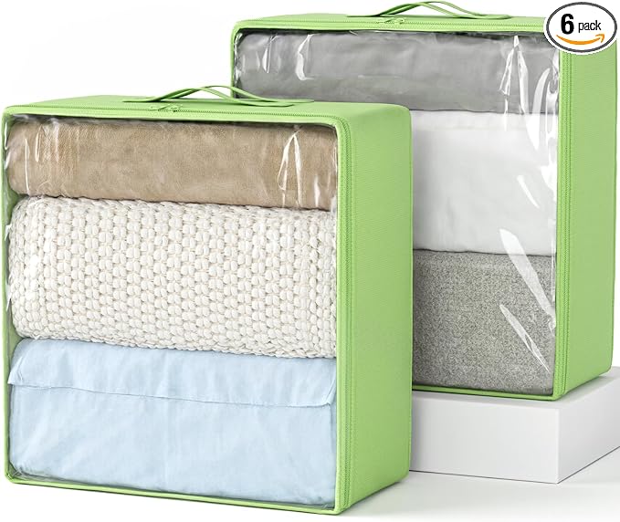 Clothes Storage Bags, Foldable Thick Fabric Blanket Storage Bags, Large Clear by Hopack