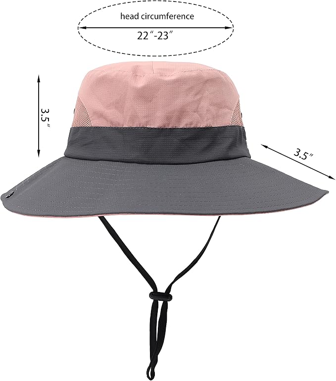 Womens Summer Sun Hat Beach Hat Wide Brim Outdoor UV Protection Hat Foldable - Image 2