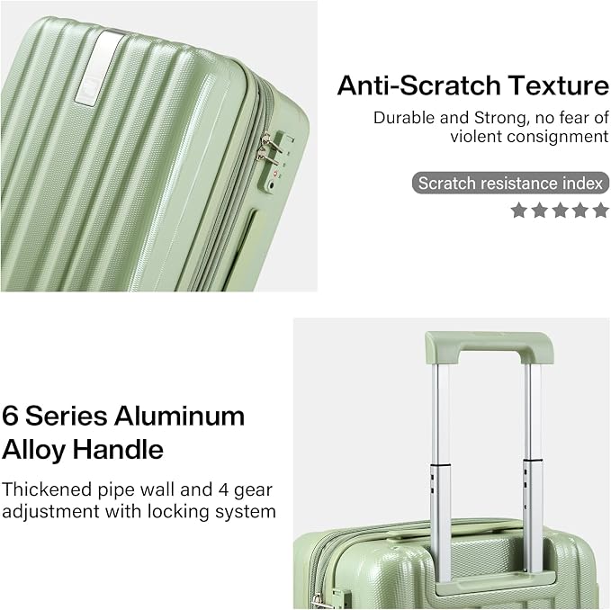 Hanke Expandable Hardshell Luggage Sets 3 piece Carry on Luggage - Image 8