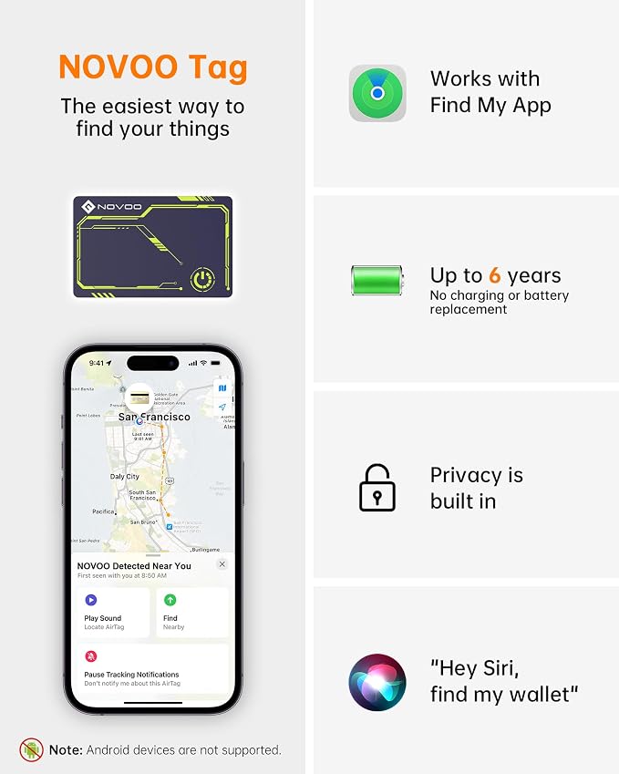 NOVOO Air Locator Tag Wallet Tracker Card - Image 8