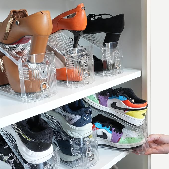 Shoe Slots Organizer, 50% Space-Saving Storage Rack Holder, Transparent - Image 7