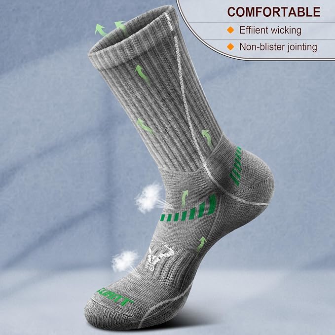 BULLIANT Compression Socks for Men 6Pairs, Athletic Crew Socks Cushioned For - Image 4