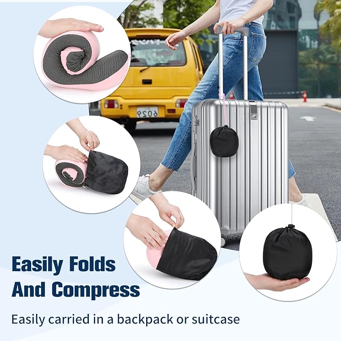 Neck Pillow for Traveling, Travel Pillows for Airplanes, 100% Pure Memory Foam - Image 8