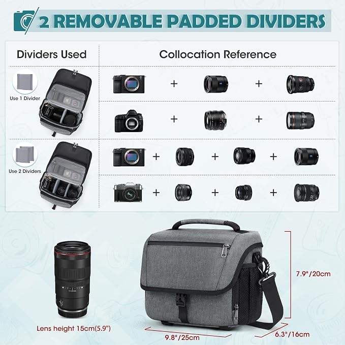 RAINSMORE Camera Bag, DSLR/SLR/Mirrorless Camera Case - Image 3