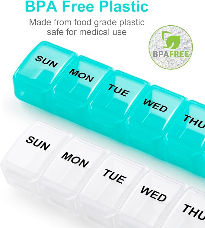 Small Pill Organizer 2 Times a Day, 2 Pack 7 Day Pill Box 1 Time a Day - Image 3