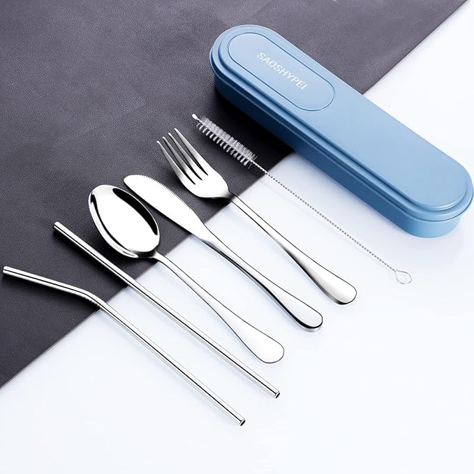 Portable Utensils Set with Case, Lunch Box Includ Fork Spoon Knife, Dishwasher - Image 3