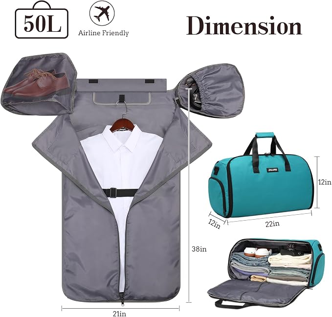 Garment Duffle Bags for Travel, Carry On Garment Duffel Weekender Bag 45L | - Image 4