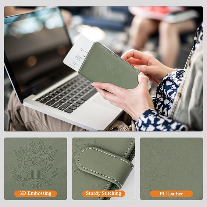 TIGARI Passport Holder for Travel Women Men, PU Leather Waterproof RFID - Image 4