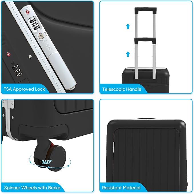 TABU 20" Ride-on Luggage with Seat，Front Opening Carry-On Hardshell Ride On - Image 6